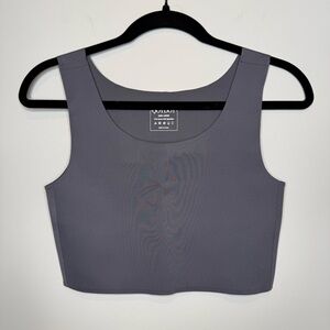 Gray Scoop Neck Cropped Tank